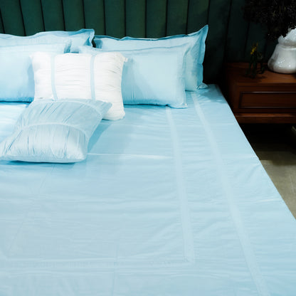 Opulent Edge Designer Bedsheet Bundle| Baby Blue| 100% Cotton