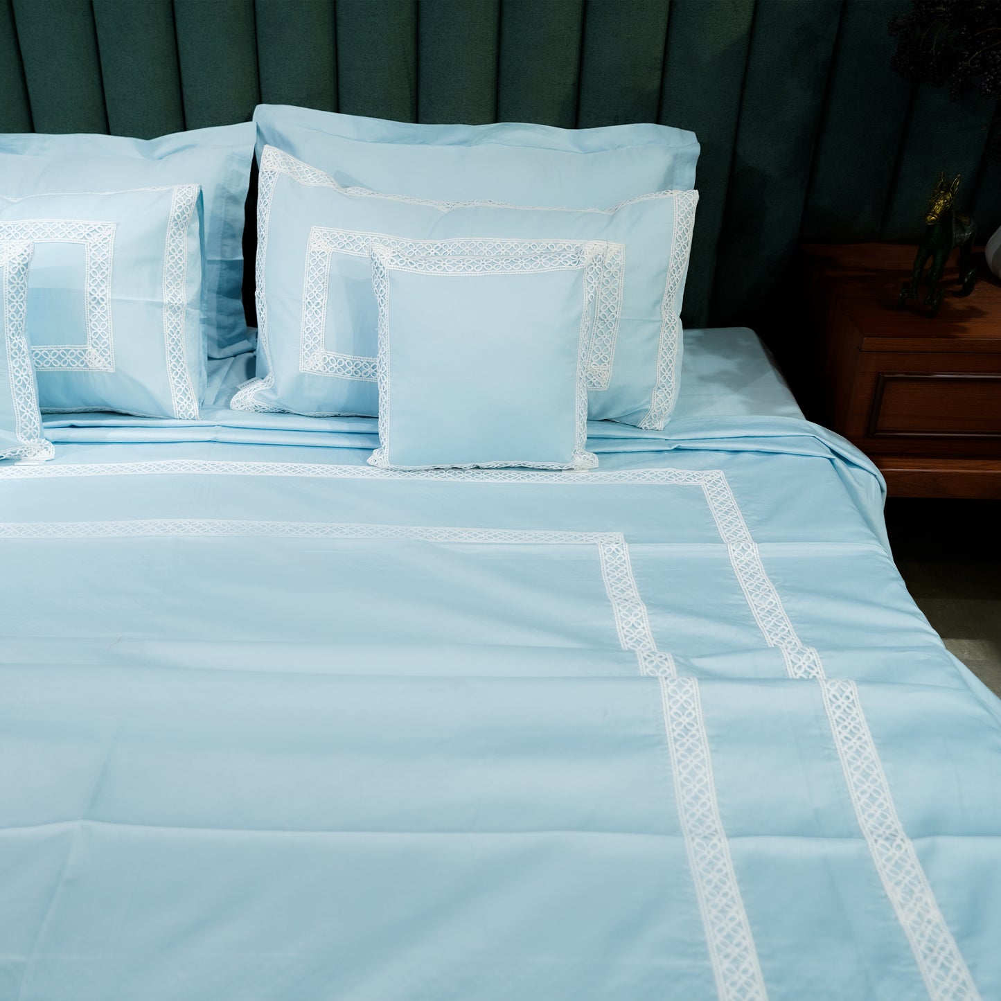 Cotton Bloom Designer Bedsheet Bundle| Baby Blue| 100% Cotton