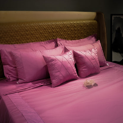 Diamond Simplicity| Designer Bedsheet Set| Pink|100%Cotton