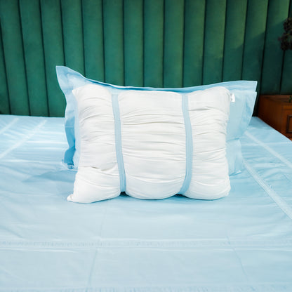 Opulent Edge Designer Bedsheet Bundle| Baby Blue| 100% Cotton