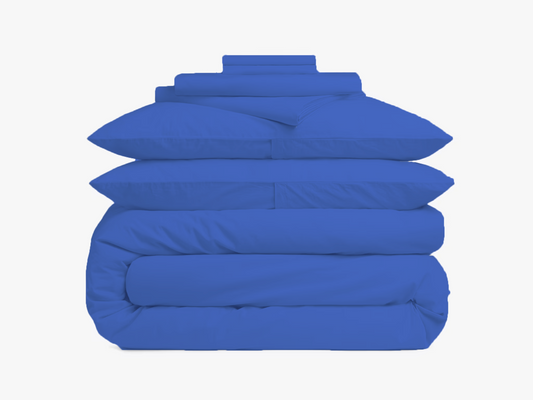 Solid Oragnic Sheet Duvet Bundle| Blue| 100%Cotton