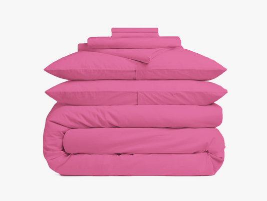 Solid Oragnic Sheet Duvet Bundle| Pink| 100%Cotton